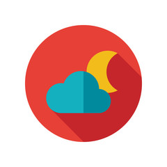 Cloud Moon flat icon. Meteorology. Weather