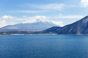 Mt. Fuji and Lake Motosu in Japan