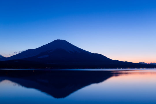 Fujisan and Lake Yamanaka at sunset
