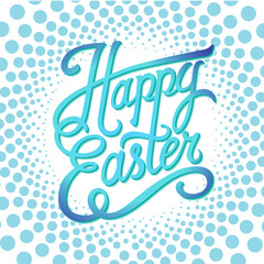 Happy easter typographical background, hand lettering - handmade calligraphy, radial graphics poster