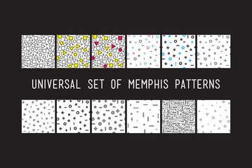 Set of universal vector fashion geometric seamless patterns