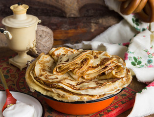 Russian pancake festival. Shrovetide.