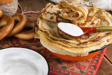 Russian pancake festival. Shrovetide.