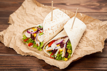 Tortilla with a mix of ingredients