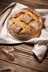 Bread assortment on wooden surface