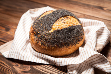 Bread assortment on wooden surface
