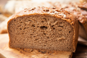 Bread assortment on wooden surface
