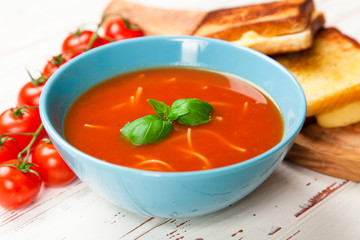 Tomato soup and basil