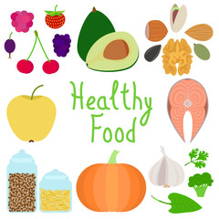 Set of healthy food illustration