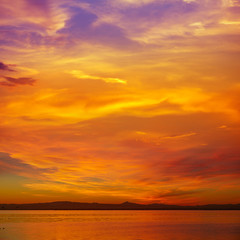 Fototapeta na wymiar La Albufera lake sunset in El Saler of Valencia