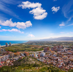 Fototapeta premium Cullera beach aerial with skyline of village Valencia