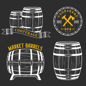 Vector set and logos cooperage workshops