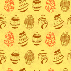 Vector Seamless Pattern for Easter. Hand Drawn Easter Eggs.