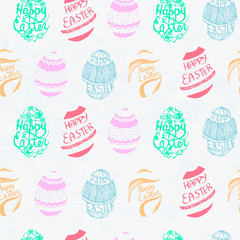 Vector Seamless Pattern for Easter. Hand Drawn Easter Eggs.