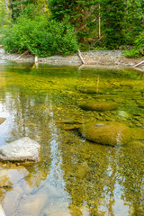 Majestic mountain river in Canada. Manning Park Lightning Lake Trail in British Columbia.