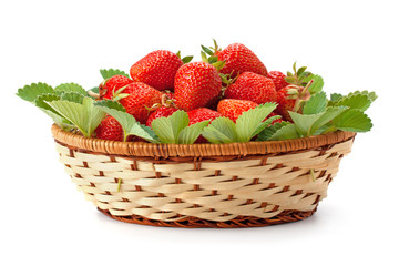 sweet, fragrant strawberries in a wicker basket
