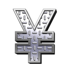Obraz premium Yen sign from steel tread plate alphabet set, isolated on white. Computer generated 3D photo rendering.