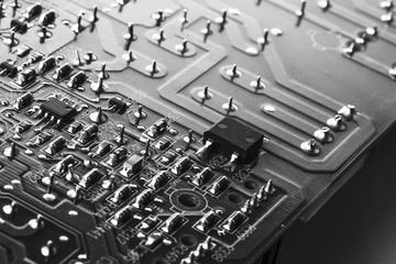 electronic circuit in black and white