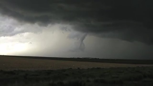 A vortex forms during a tornado.