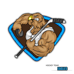 Obraz premium Hockey emblem. Eagle team. Sport Logo Vector Template