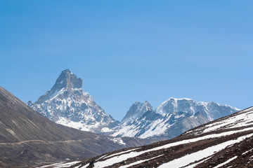 Stunning Snow Mountain View Morning with Blue Sky in Zero Point
