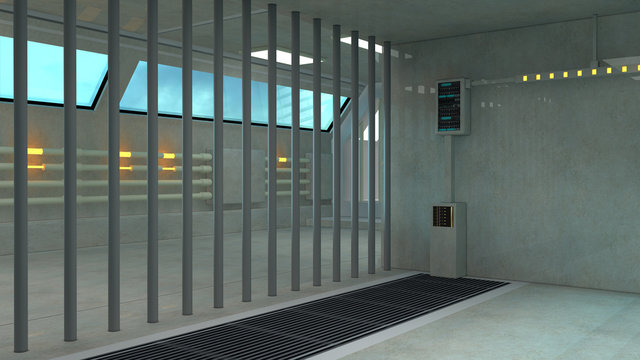 Futuristic jail interior