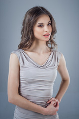 penetrating glance of a beautiful young girl. Natural beauty. Studio portrait