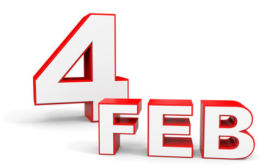 February 4. 3d text on white background.