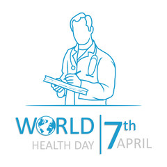 The logo of the World Health Day with the image of a doctor