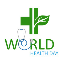 The logo of the World Health Day with the image of a stethoscope