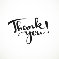 Thank you calligraphic inscription on a white background