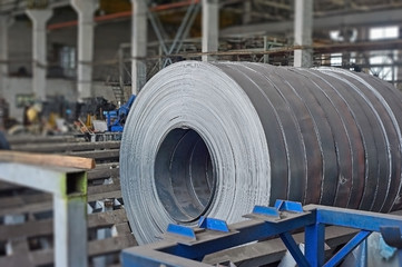 Rolls of steel sheet in a plant