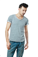 suspicious look of the young man