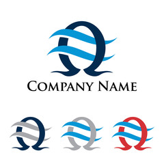 Simple Omega Water Wave Logo Icon Template