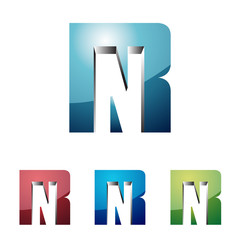 3D Glossy Shiny N NR RN Logo Icon Template