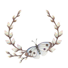 The wreath of willow with the butterfly