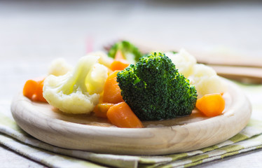 Steamed vegetables close up