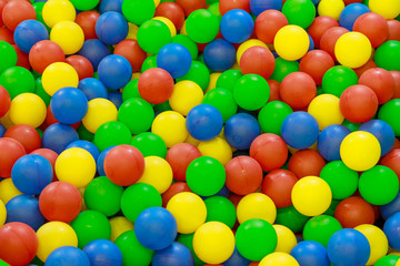 Fototapeta na wymiar Mix of multi-colored balls closeup. Abstract background