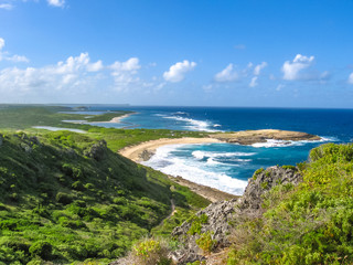 Spectacular panoramic view from Castle Point on Colibris Point, located on extreme east of the mainland 11 km from Saint-Francois in Guadeloupe, Grande Terre, Caribbean.