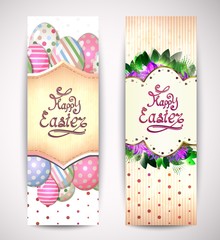 Happy Easter greeting cards on a paper background