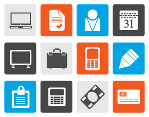 Flat Business and office icons - vector icon set