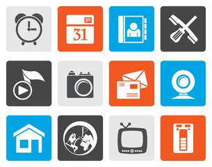 Flat mobile phone and computer icons - vector icon set