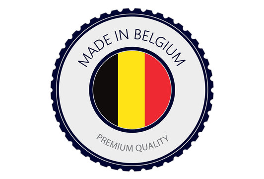 Premium Vector  Made in belgium logo made in belgium flag logo trusts  badge vector design