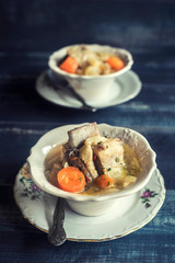 Prepared cabbage and ribs