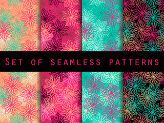 Boho seamless pattern. Ethnic and tribal pattern. Set. For wallpaper, bed linen, tiles, fabrics, backgrounds. Vector illustration.