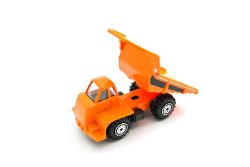 orange truck on white