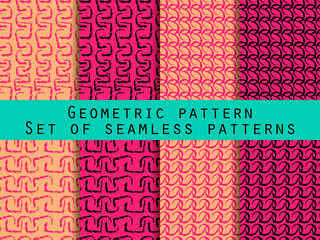 Set of geometric seamless patterns. For wallpaper, bed linen, tiles, fabrics, backgrounds. Collection of vector illustrations.