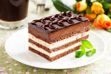 Chocolate and coffee cake "Opera".