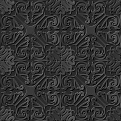 Seamless 3D elegant dark paper art pattern 262 Cross Spiral Kaleidoscope
