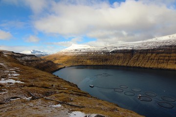 The nature of the Faroe Islands on a winters day 
